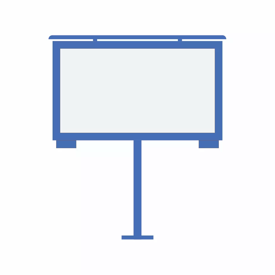 A technical drawing of blue color floor mounted cosmos marine outdoor tv in white background.